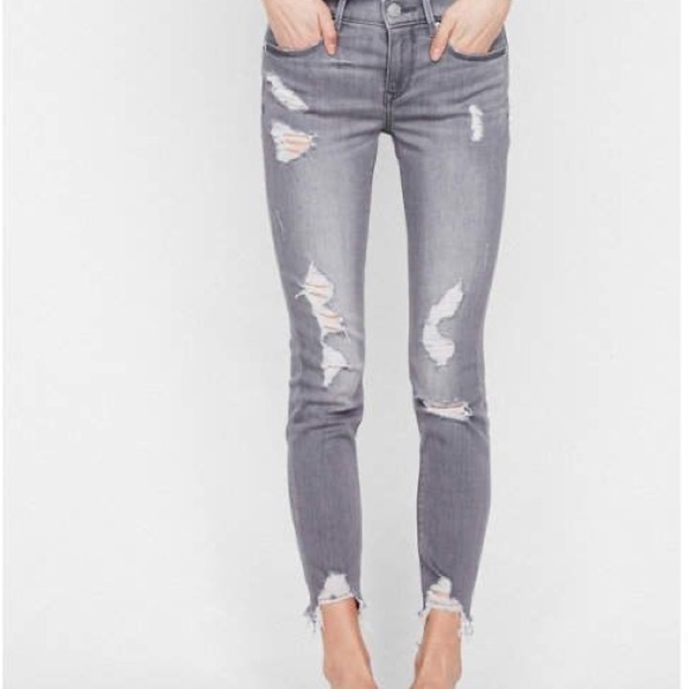 Express Gray Distressed Women's Jeans